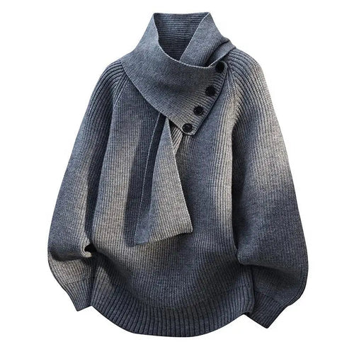 Buttoned shawl collar sweater, alternate view