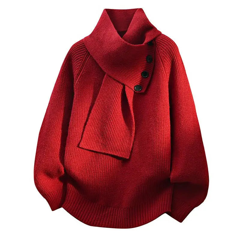 Buttoned shawl collar sweater, detail view