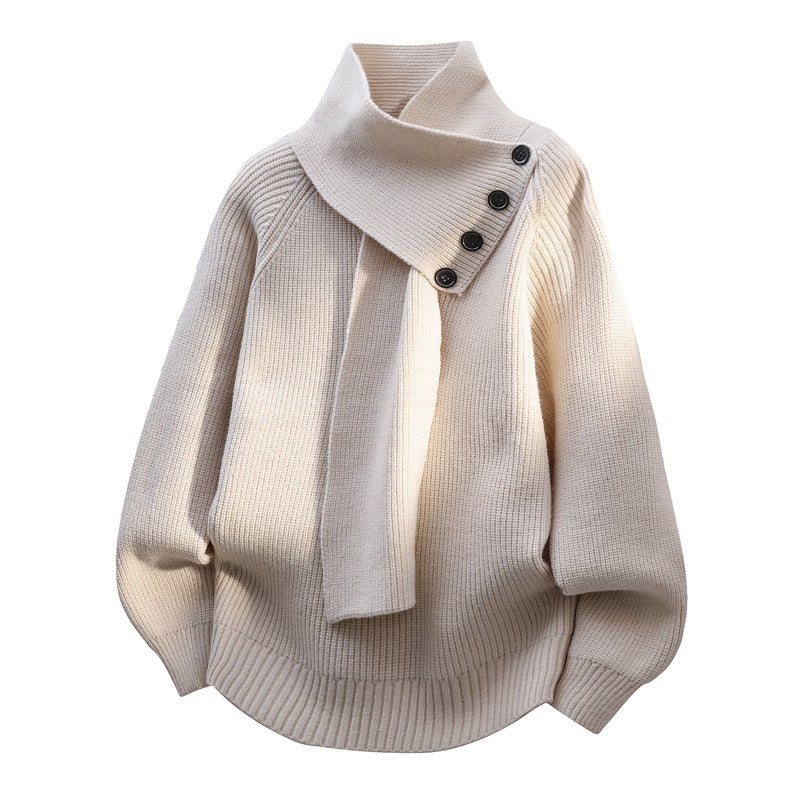 Buttoned shawl collar sweater, styled view