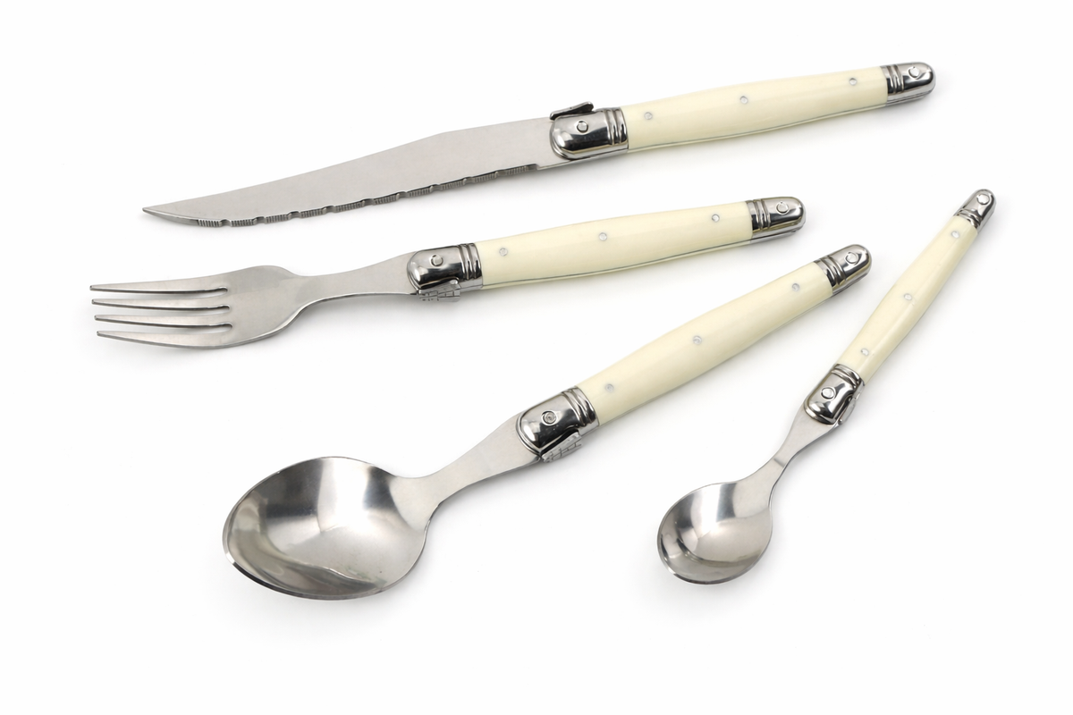 Ivory-Handle Stainless Steel Flatware Set