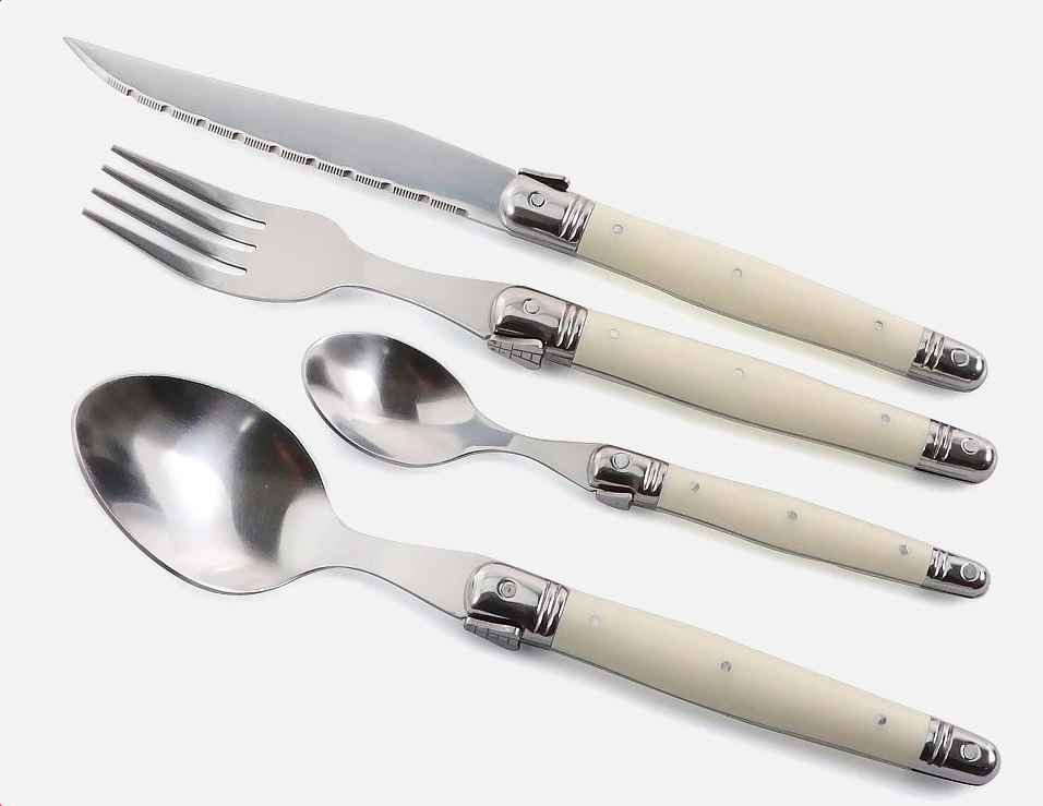 Ivory-Handle Stainless Steel Flatware Set