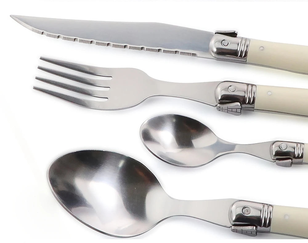 Ivory-Handle Stainless Steel Flatware Set