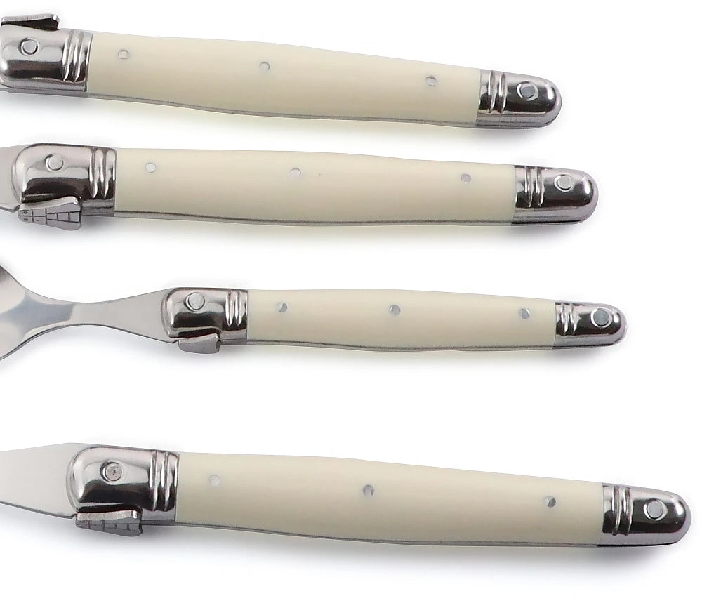 Ivory-Handle Stainless Steel Flatware Set
