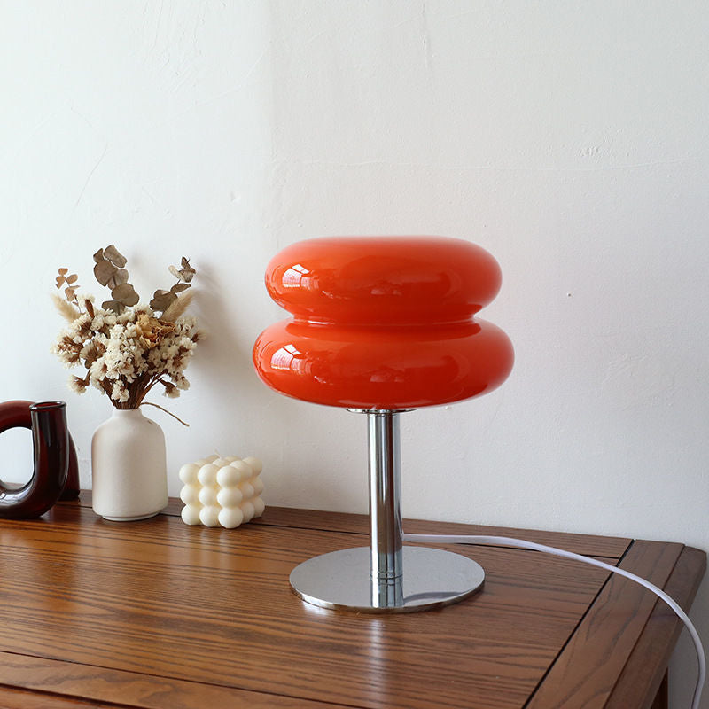 Retro Glass Table Lamp with Chrome Base, Italian-Inspired Design