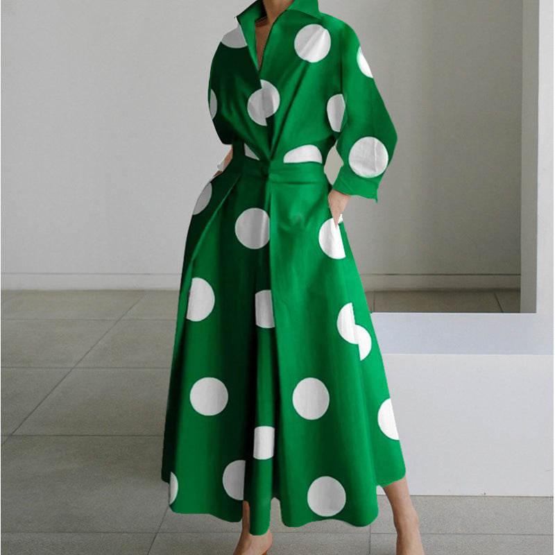 Front wrap collared maxi dress, white letter print