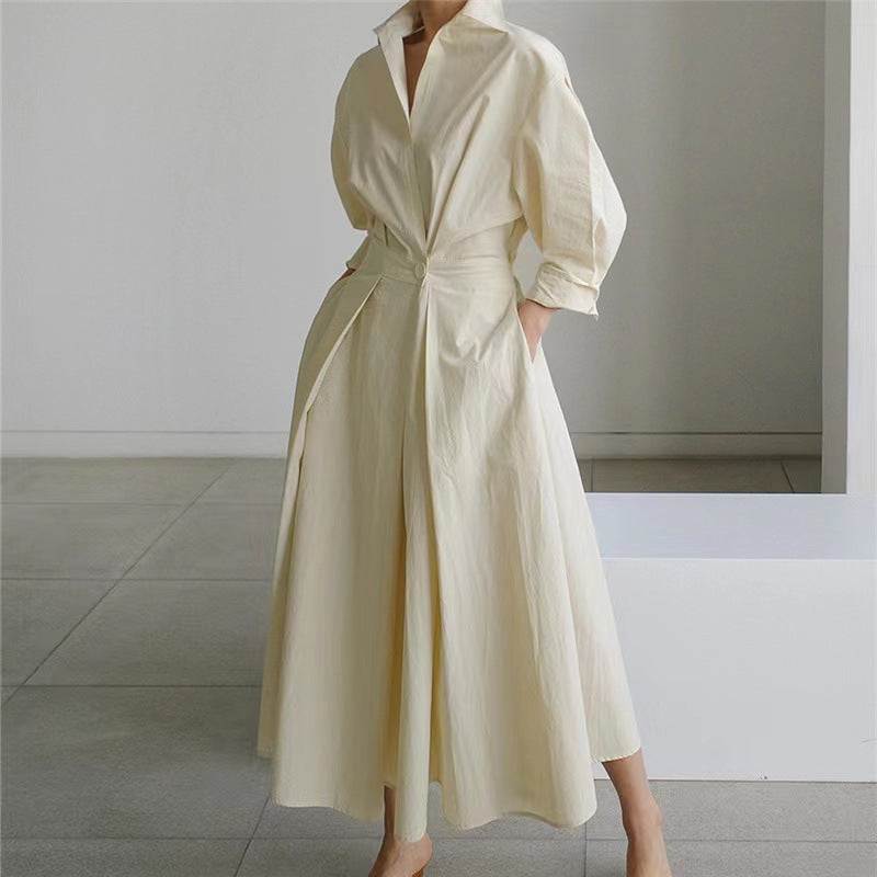 Front wrap collared maxi dress, gold chain print