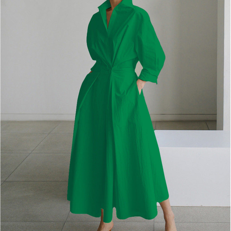 Front wrap collared maxi dress, detail view