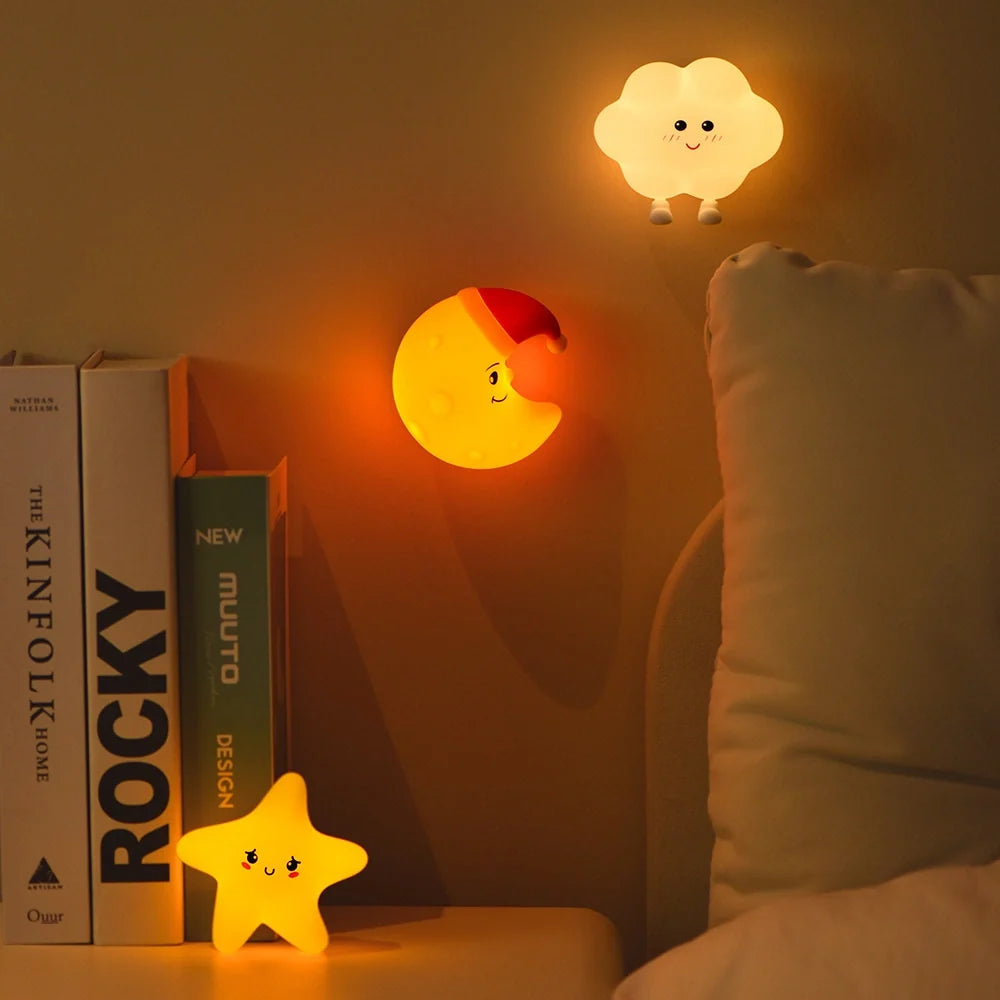 Rechargeable Moon, Star, and Cloud Night Light, Kids Room