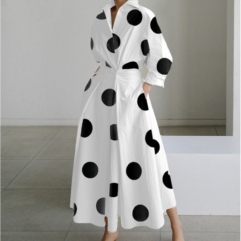 Front wrap collared maxi dress, white flower print