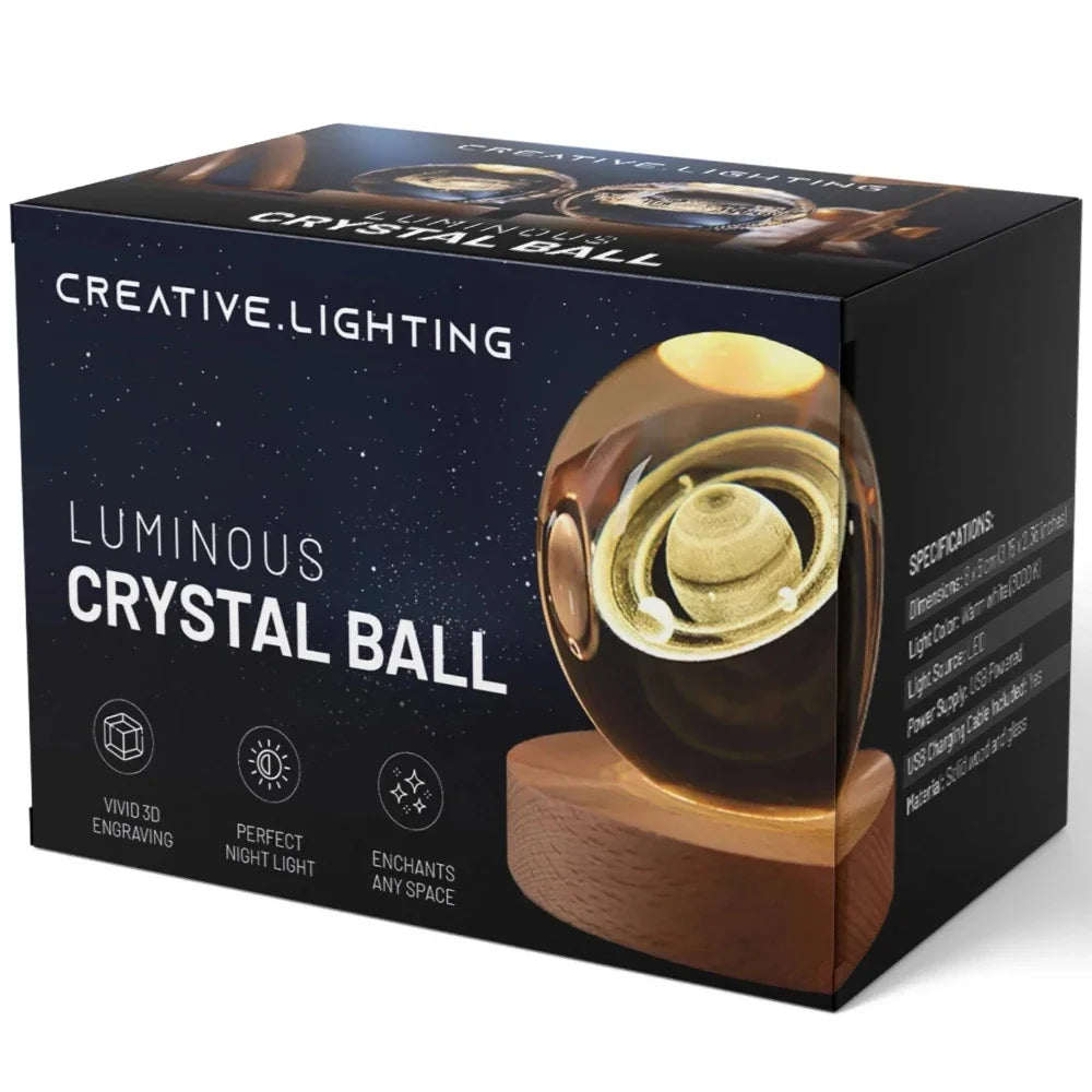 3D-Engraved Crystal Space Ball Night Light