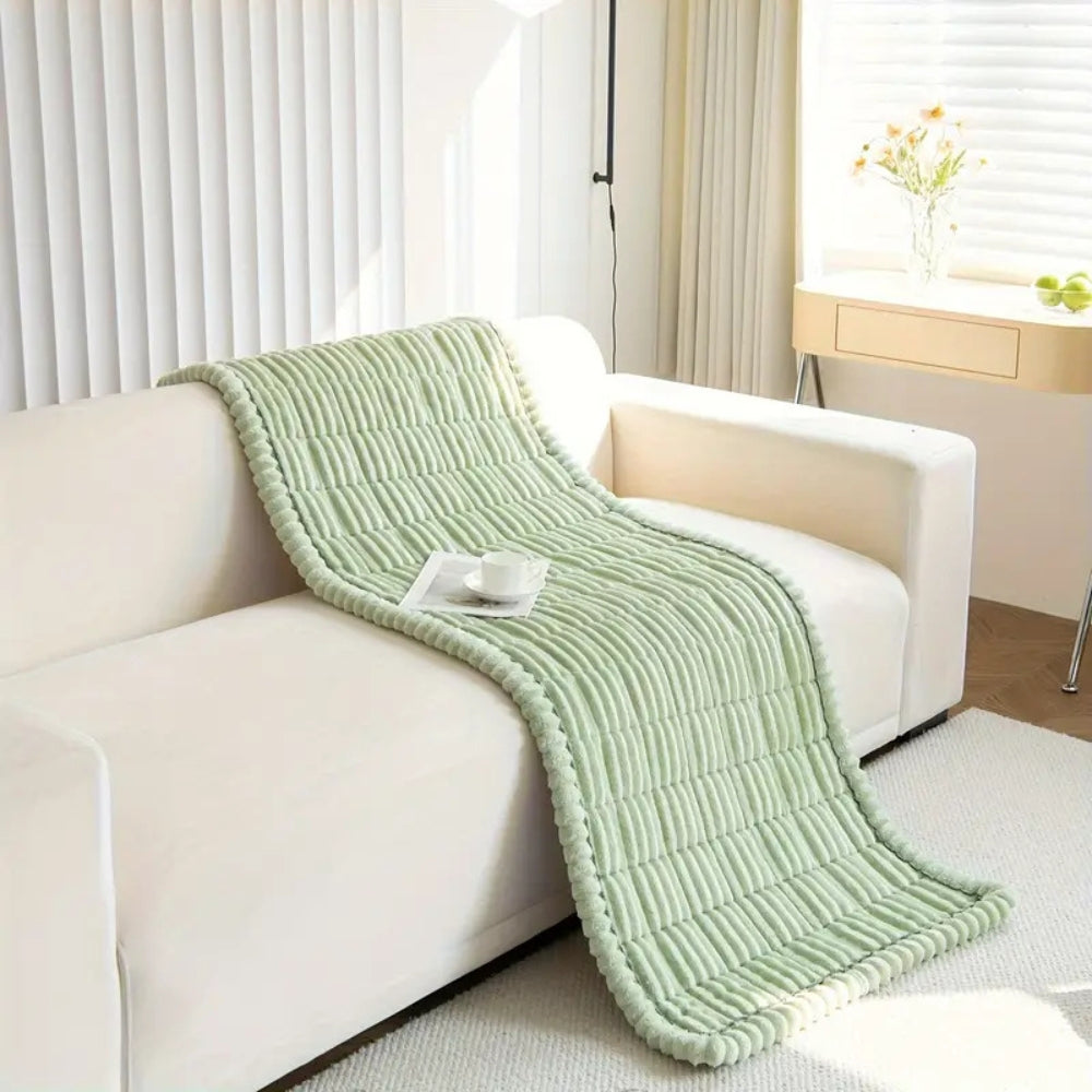Pleated-Edge Plush Flannel Sofa Cover