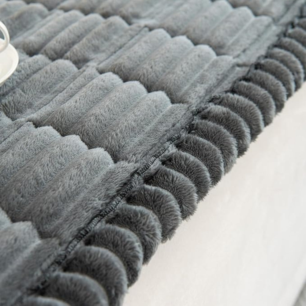 Pleated-Edge Plush Flannel Sofa Cover