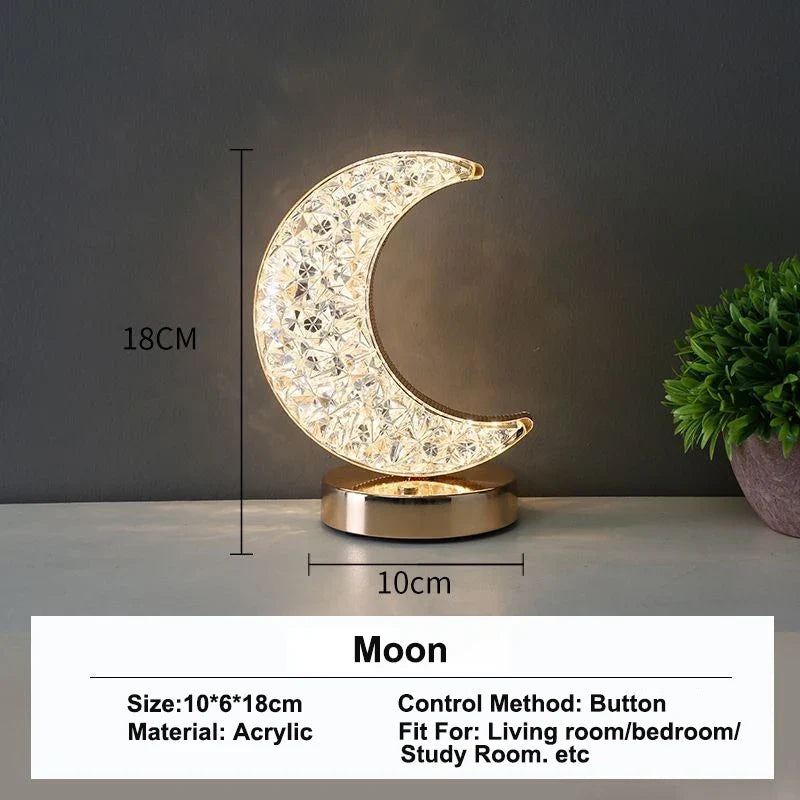 Rechargeable 3D Crystal LED Night Light with Touch Dimmer