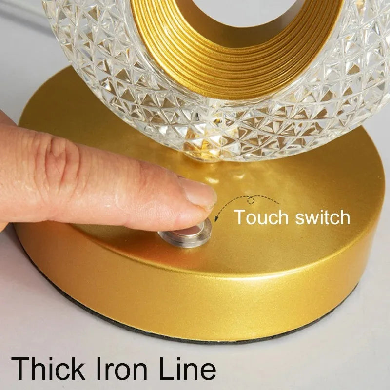 Rechargeable 3D Crystal LED Night Light with Touch Dimmer
