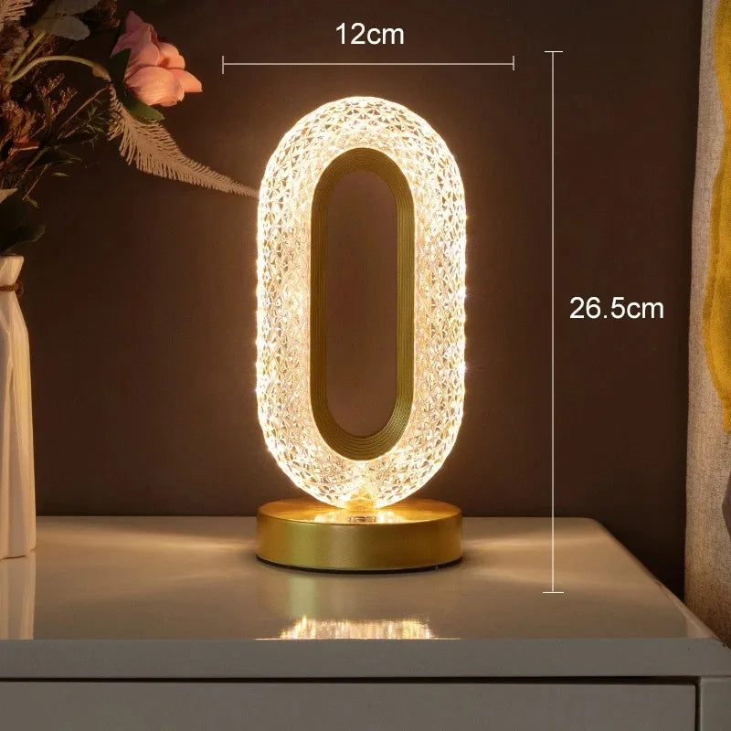 Rechargeable 3D Crystal LED Night Light with Touch Dimmer