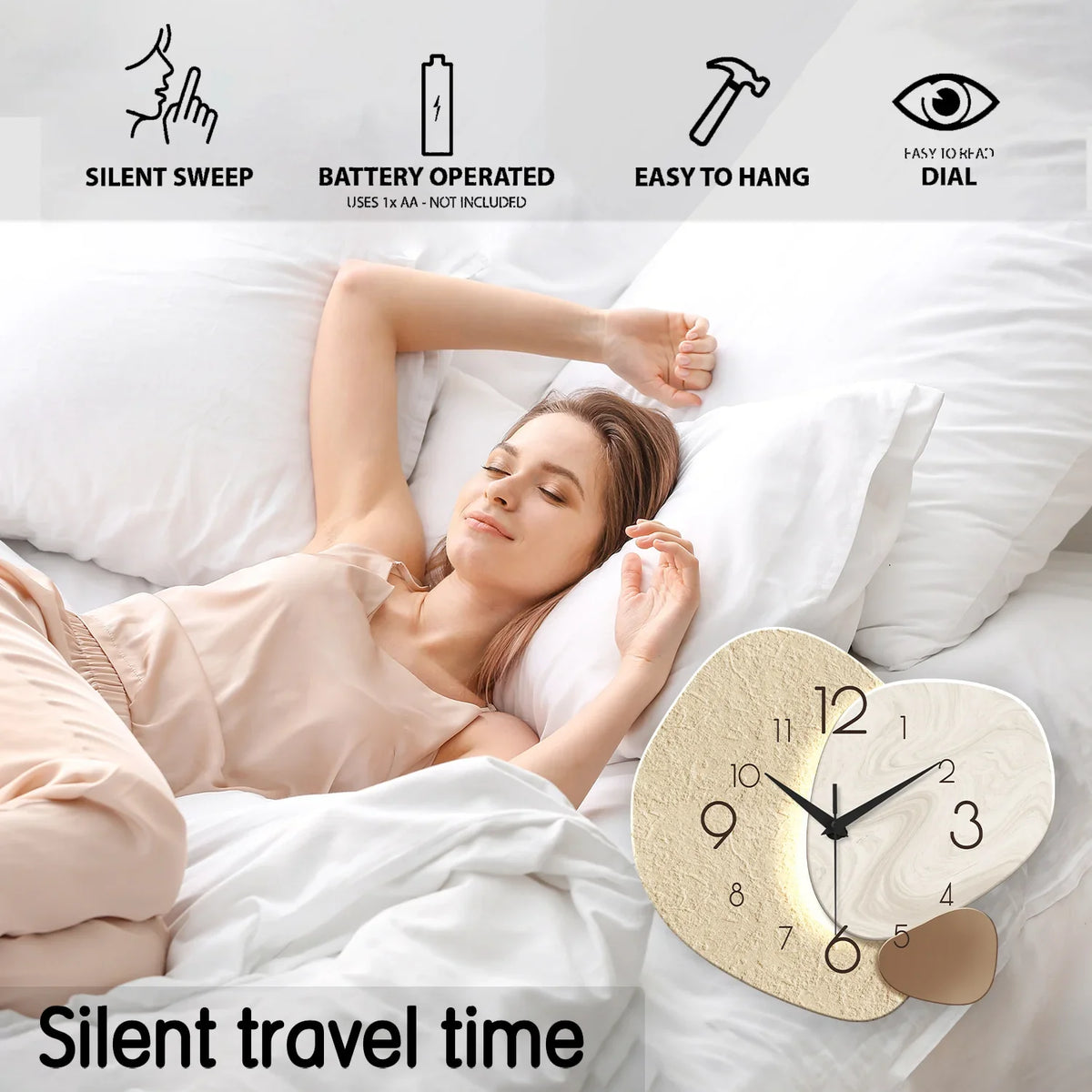 Modern Simple Wall Clock, Silent Quartz Design
