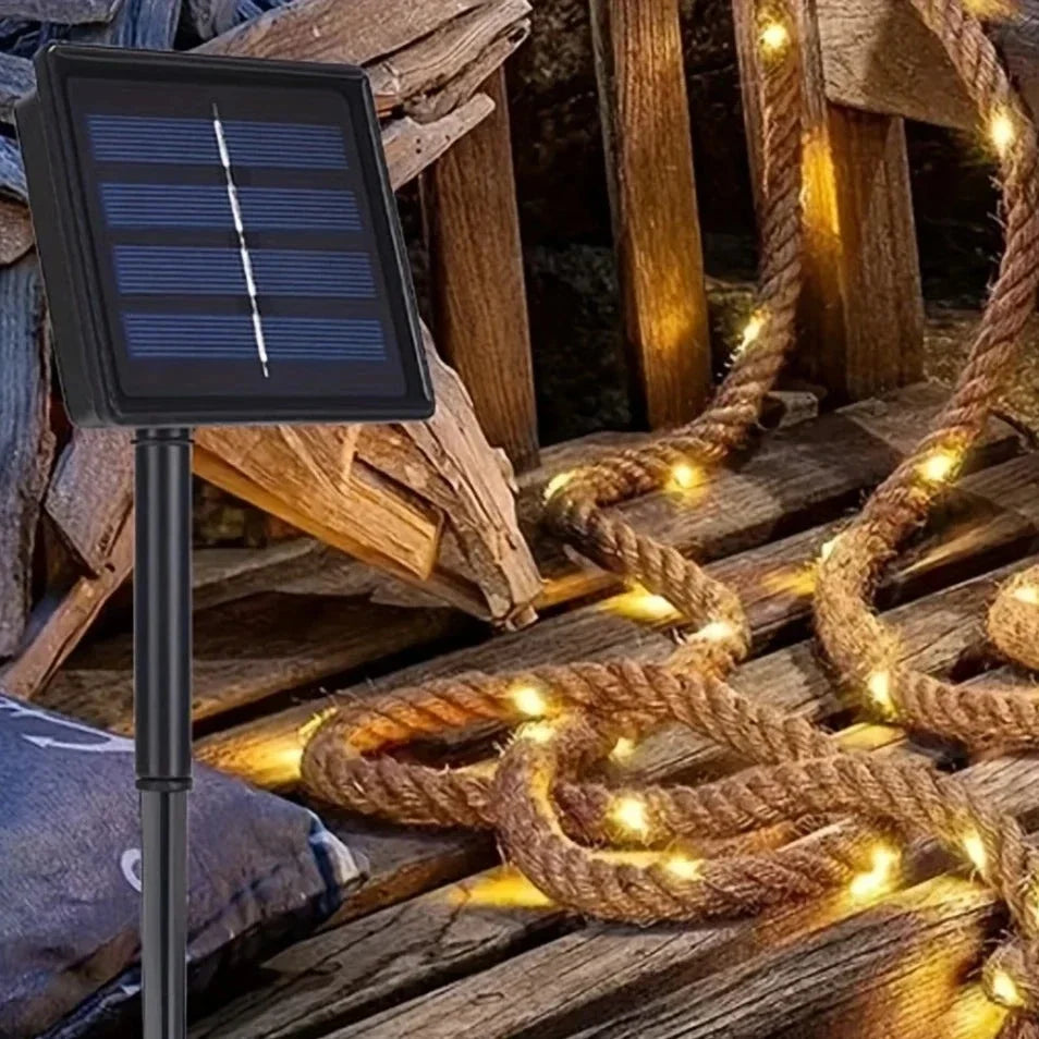 Solar-Powered Hemp Rope Fairy Lights