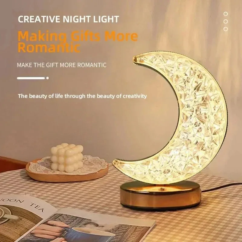 Rechargeable 3D Crystal LED Night Light with Touch Dimmer