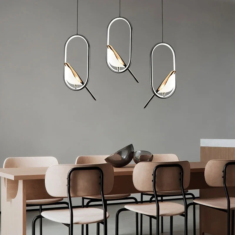 Nordic Bird-Shaped LED Pendant Light, Sculptural Design
