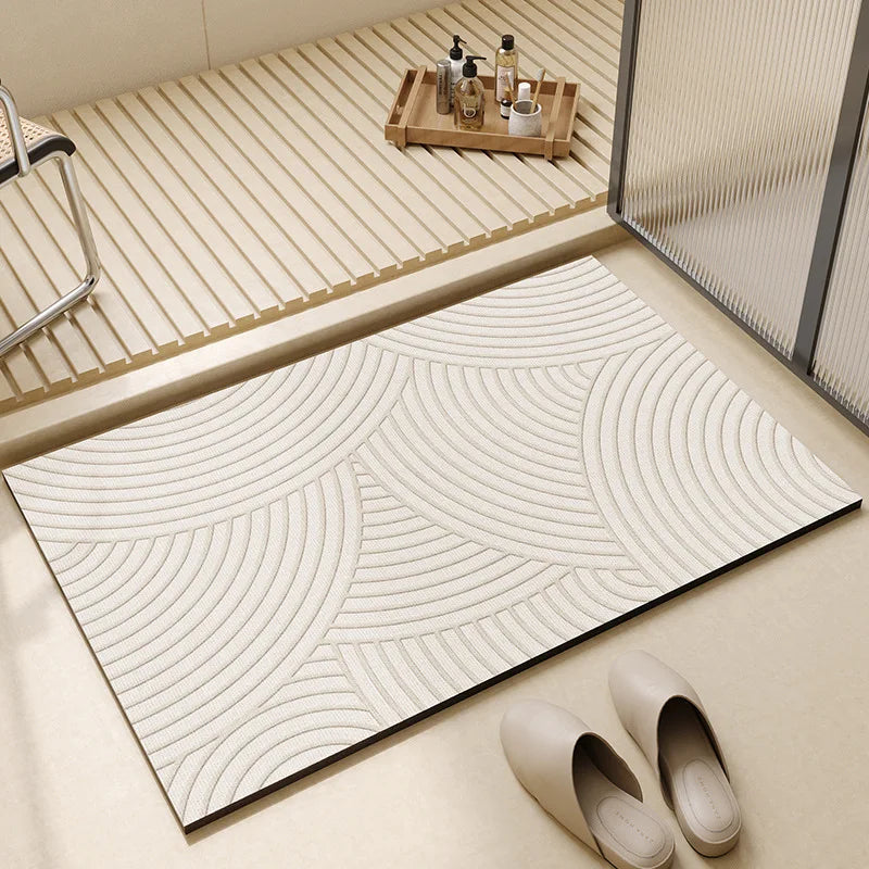 Quick-Dry PVC Bathroom Floor Mat, Non-Slip Rubber Base