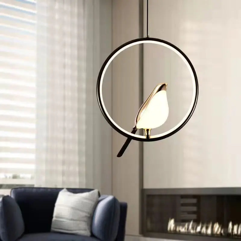 Nordic Bird-Shaped LED Pendant Light, Sculptural Design