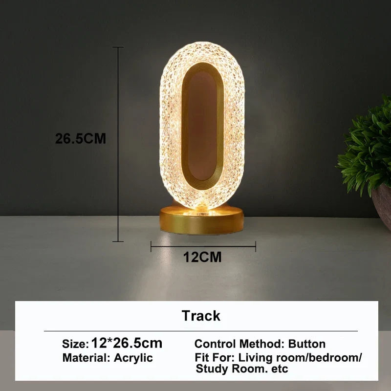 Rechargeable 3D Crystal LED Night Light with Touch Dimmer