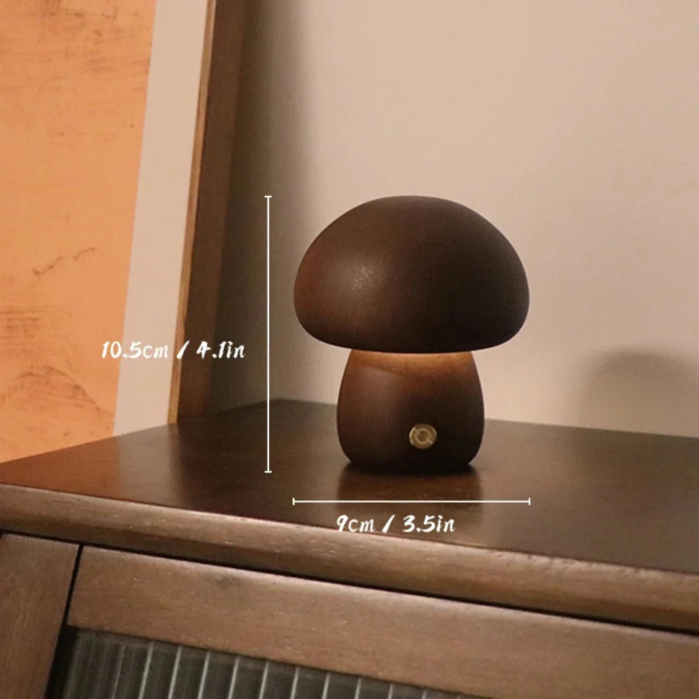 Wooden Mushroom LED Lamp