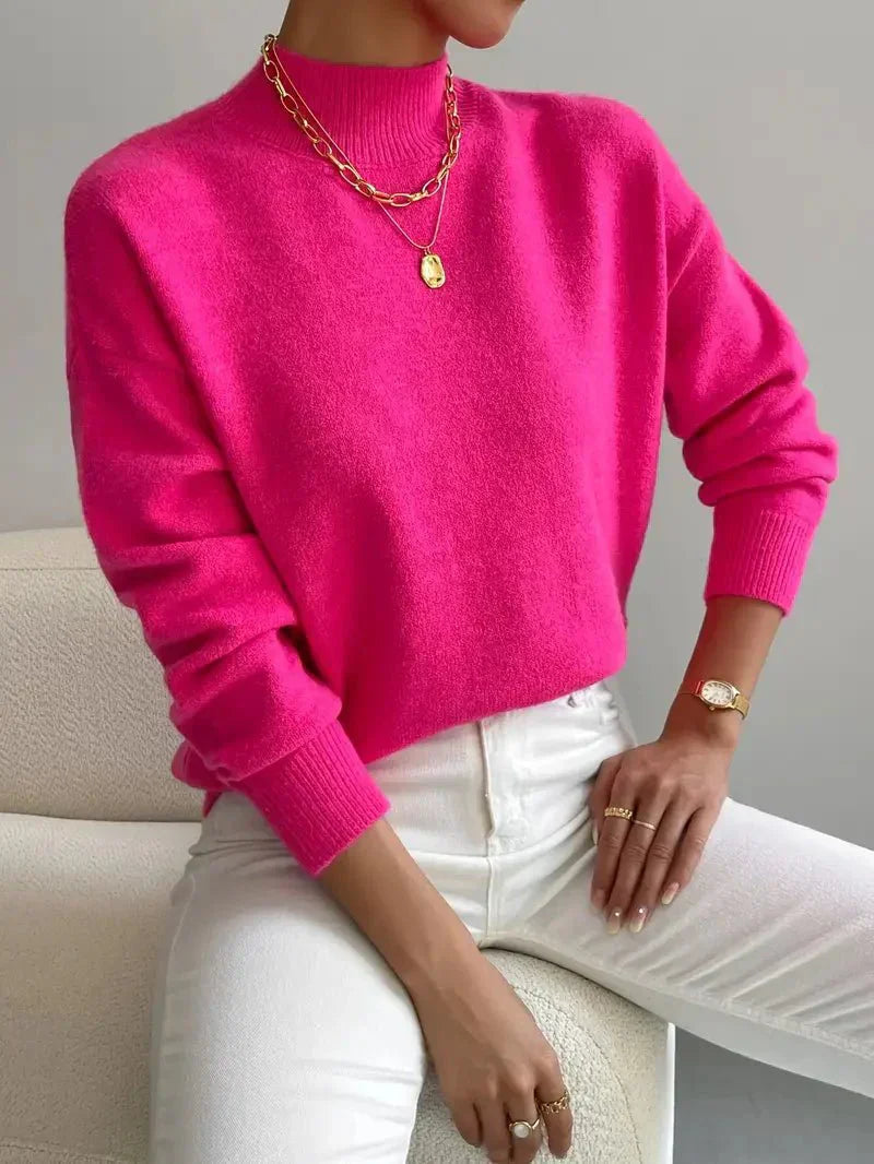 Soft knit turtleneck sweater in pink