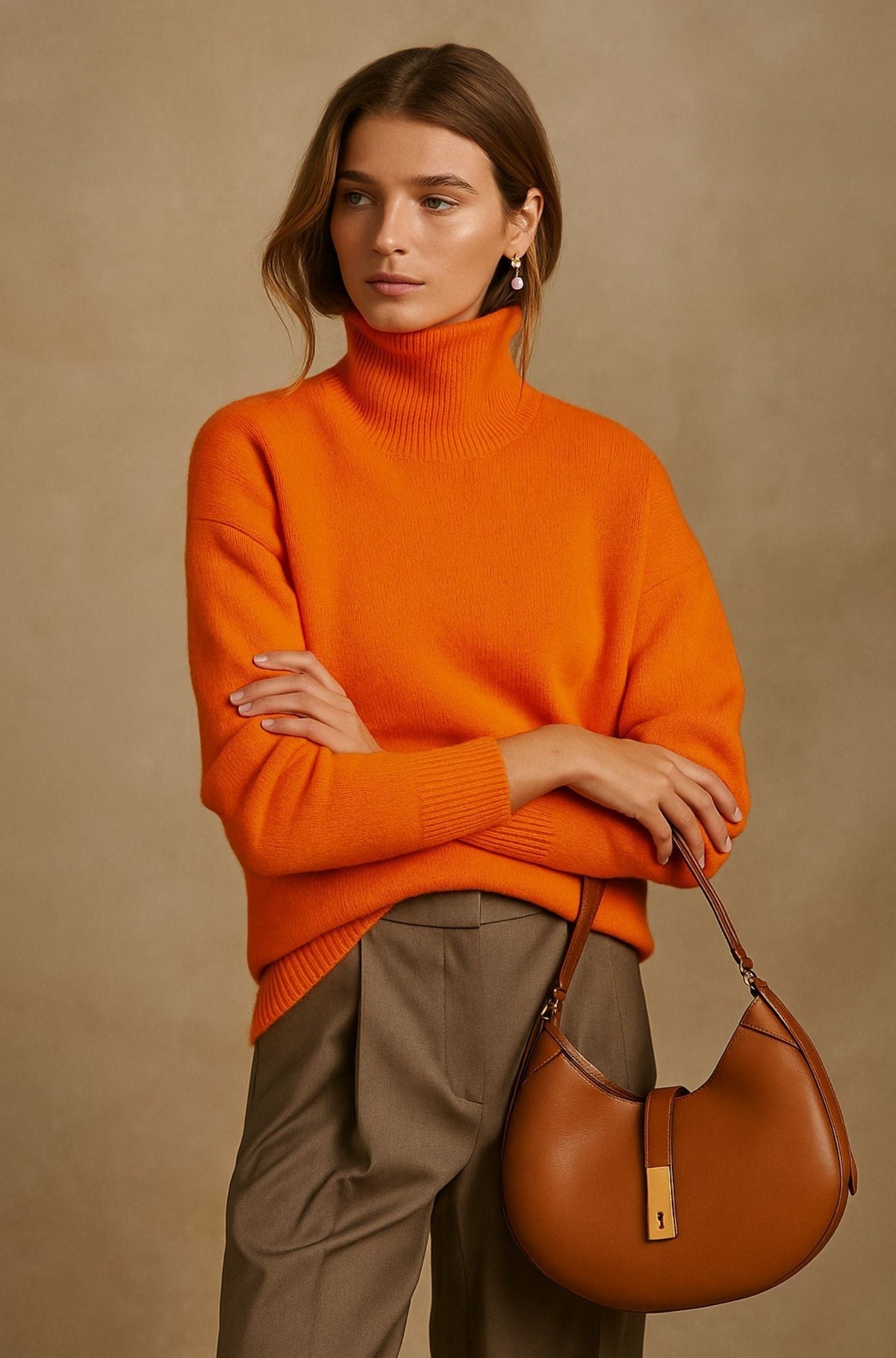 Lightweight fitted sweater in orange