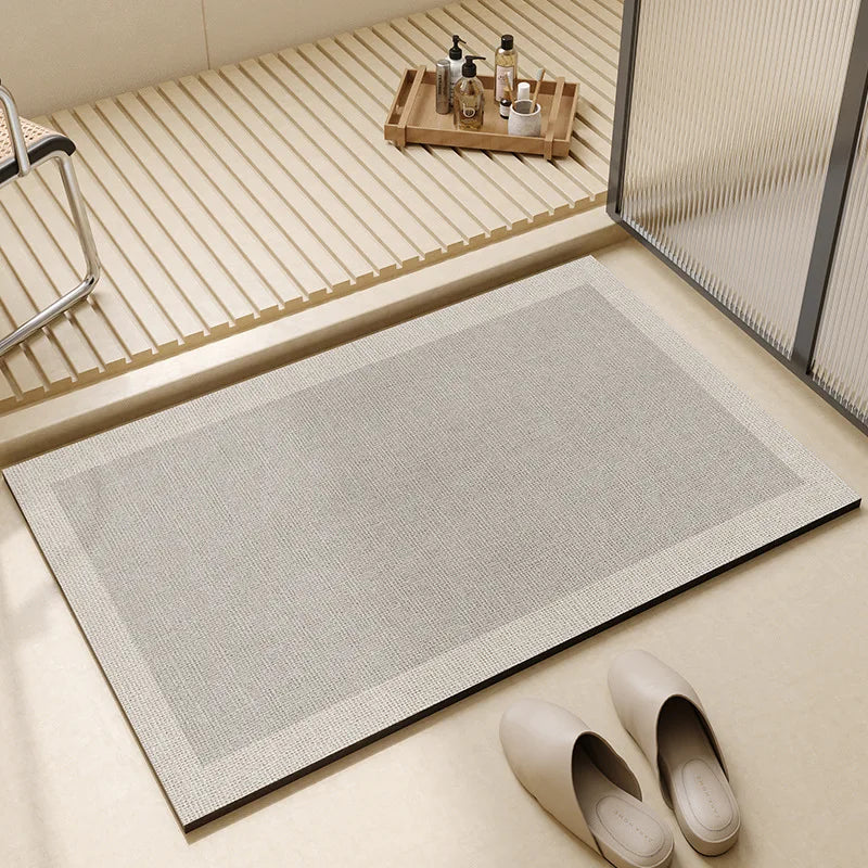 Quick-Dry PVC Bathroom Floor Mat, Non-Slip Rubber Base