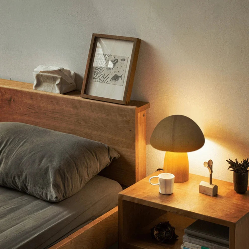 Wooden Mushroom LED Lamp