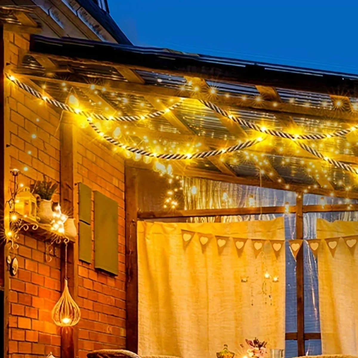 Solar-Powered Hemp Rope Fairy Lights