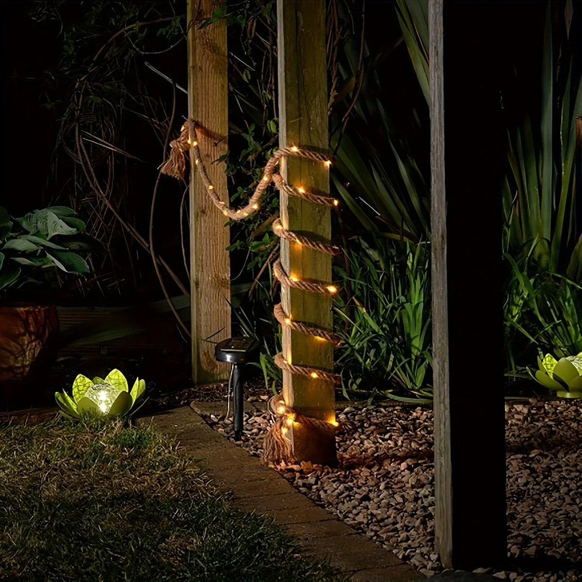 Solar-Powered Hemp Rope Fairy Lights