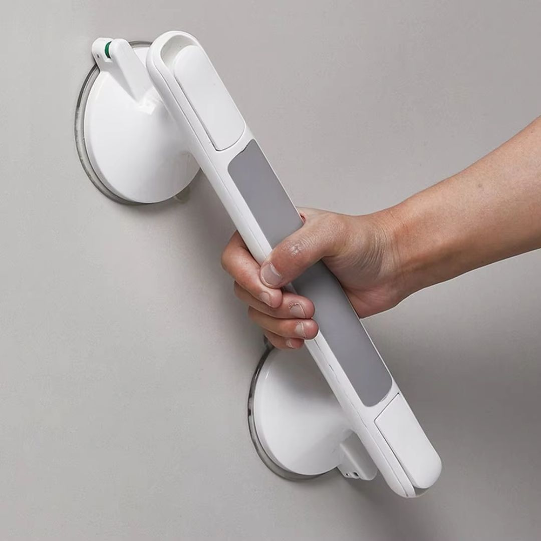 Tool-Free Shower Safety Grab Bar with Lock Indicator
