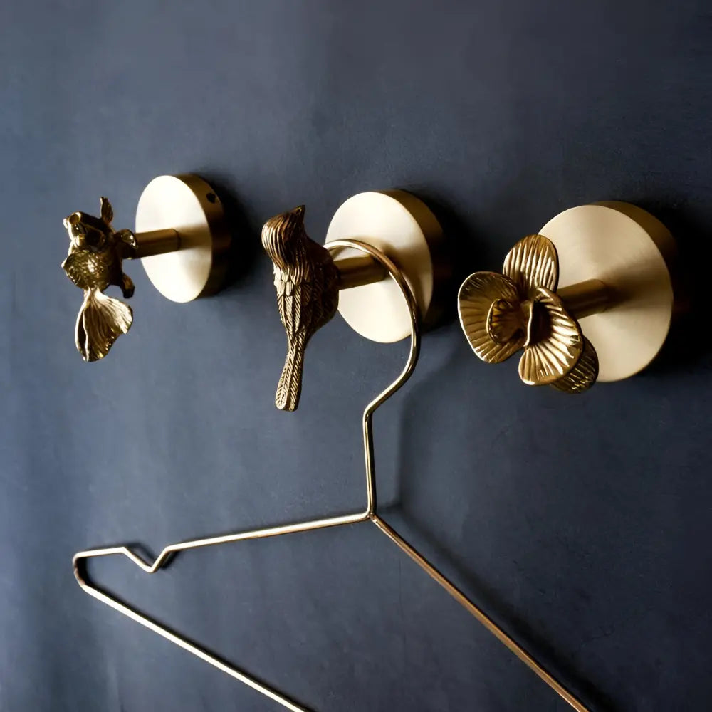 Solid Brass Animal Wall Hook, Gold Finish