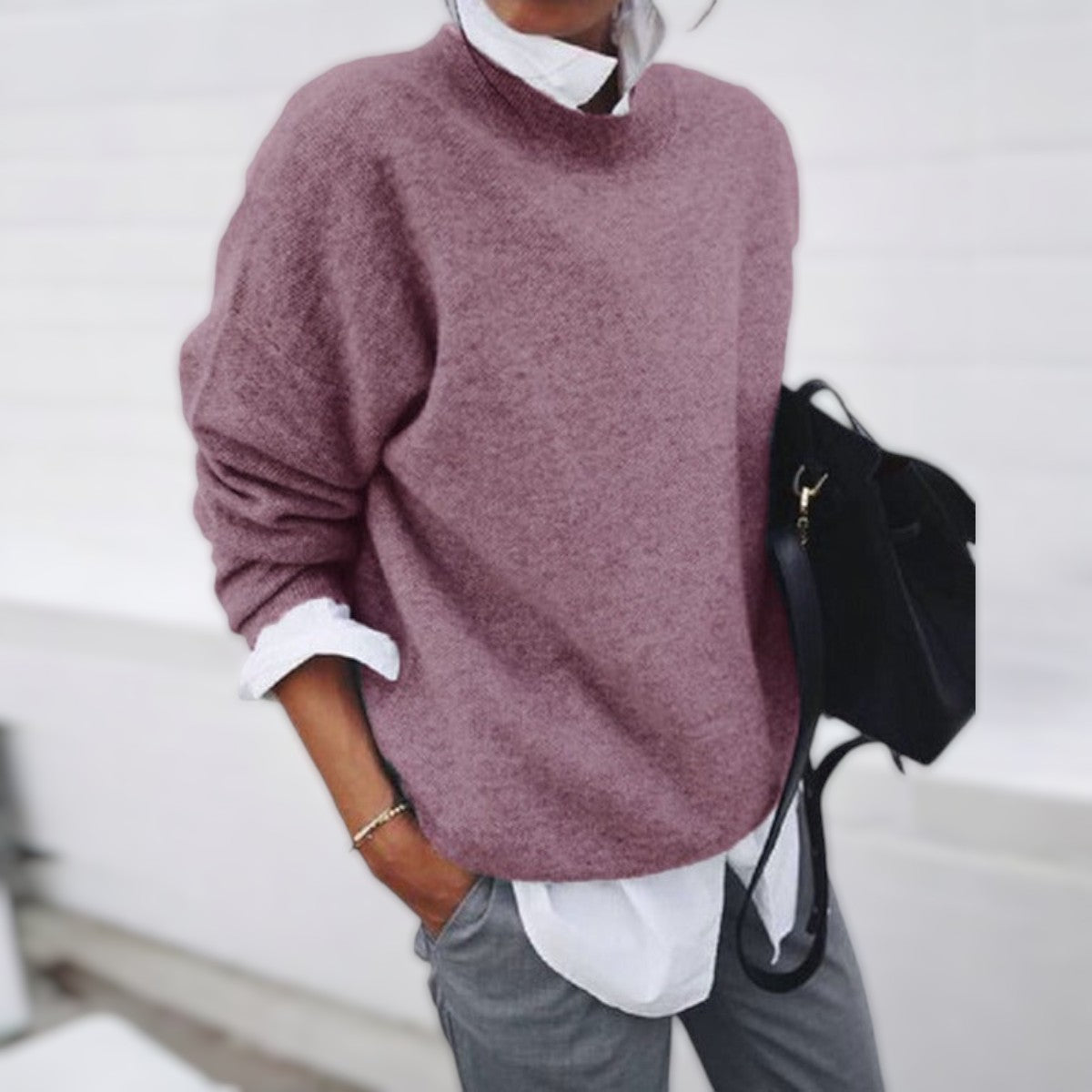 Relaxed fit sweater in pink