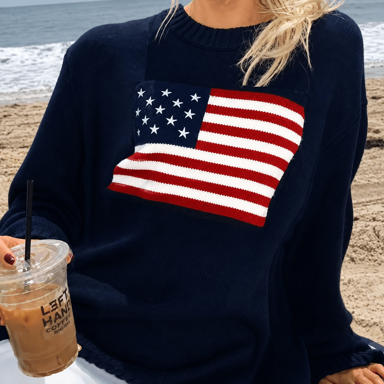 Women's American Flag Motif Knit Sweater