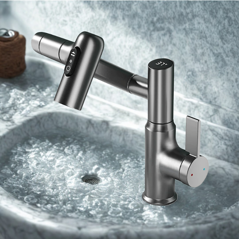 360-Degree Swivel Kitchen Faucet with Temperature Display