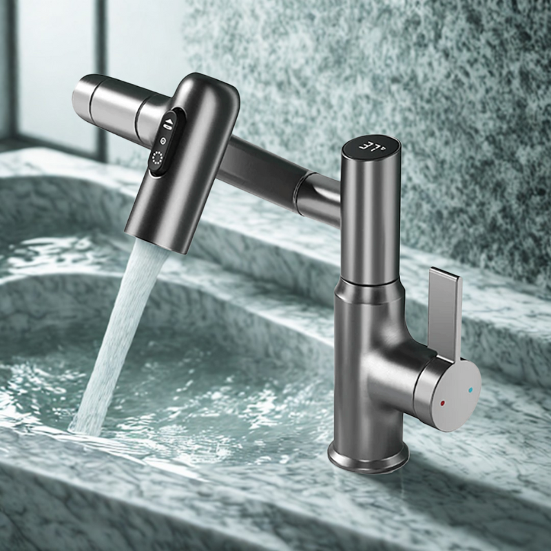 360-Degree Swivel Kitchen Faucet with Temperature Display