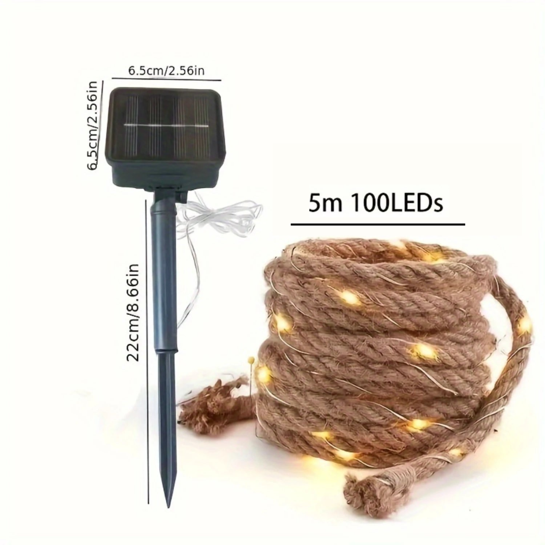 Solar-Powered Hemp Rope Fairy Lights