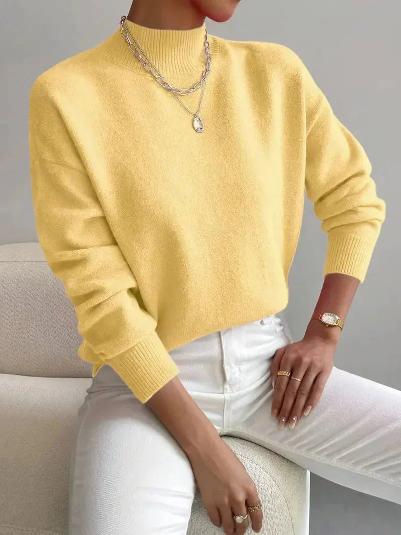 Soft knit turtleneck sweater in yellow