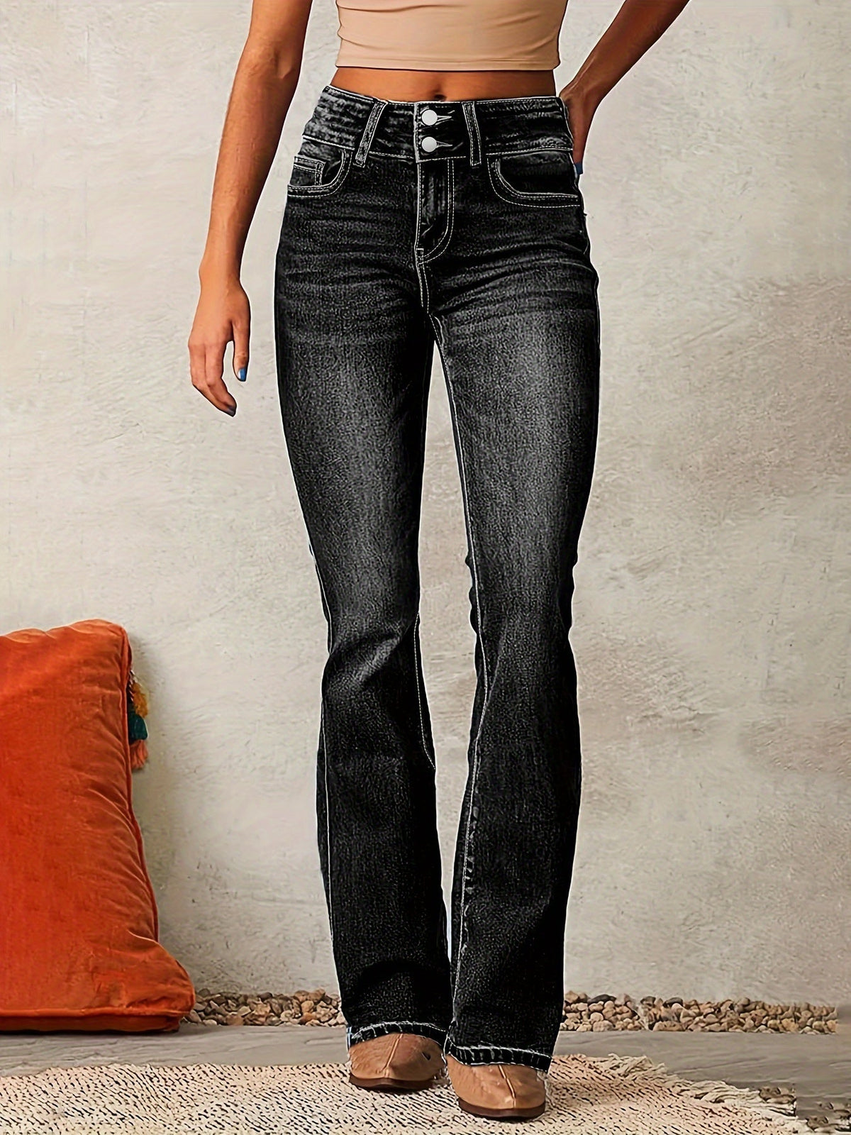 WOMEN'S HIGH-WAISTED FLARED PANTS