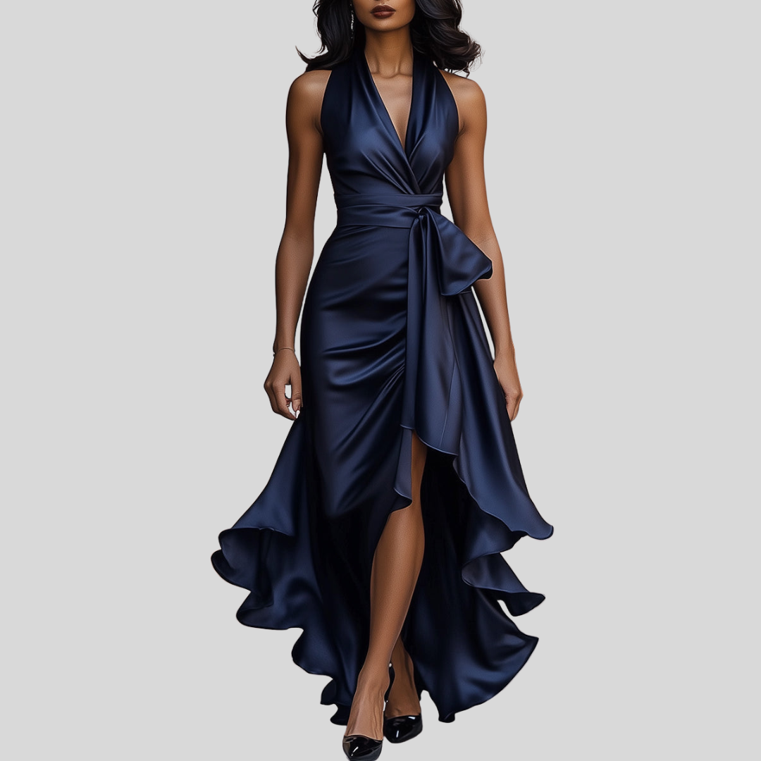 Ruffle hem halter maxi dress, alternate view