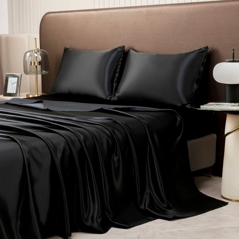 Lightweight Cooling Satin Bed Sheet Set with Pillowcases