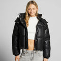 Cropped high collar puffer jacket, detail view