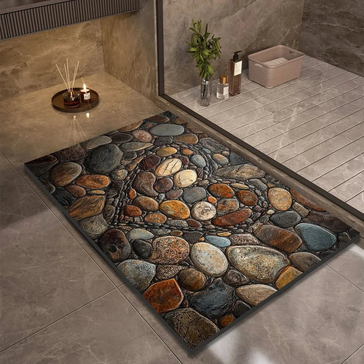 Stone Design Diatomite Non-slip Bath Mat Bathroom Shower Mat