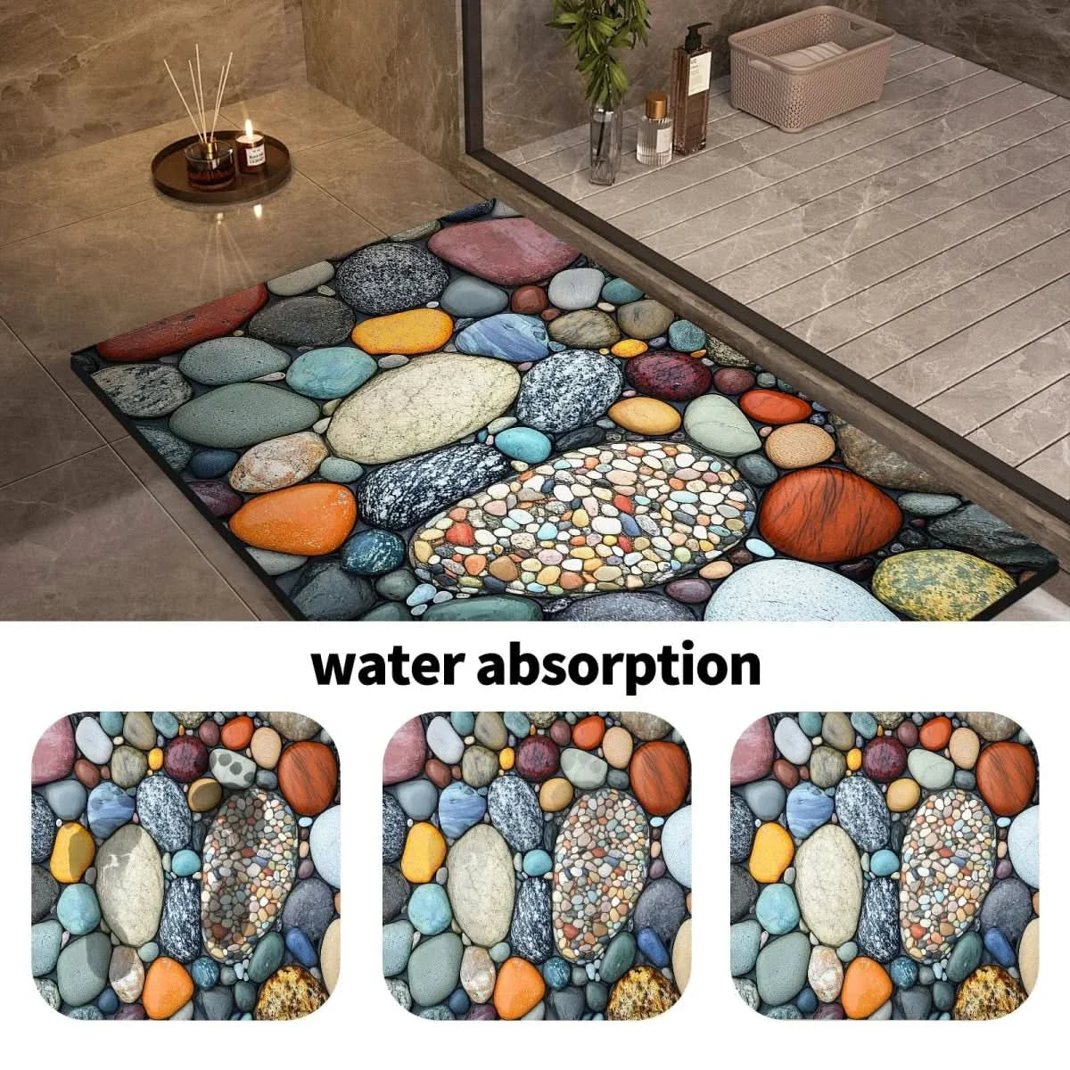 Stone Design Diatomite Non-slip Bath Mat Bathroom Shower Mat