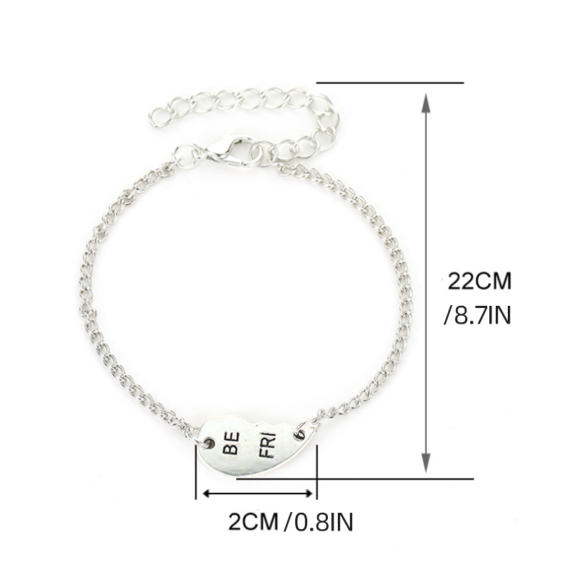 Matching Heart Chain Bracelets Best Friends Gift