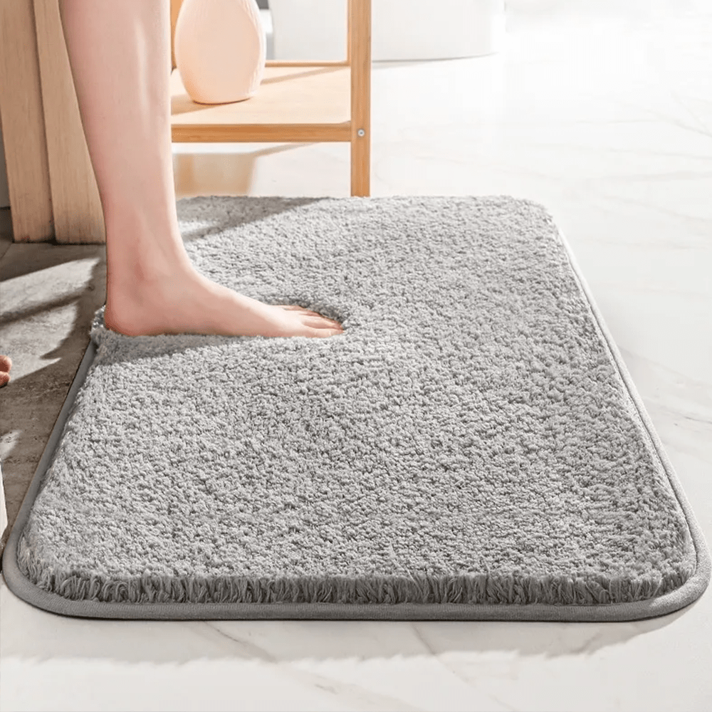 Plush Extra-Thick Microfiber Bath Mat, Non-Slip Backing