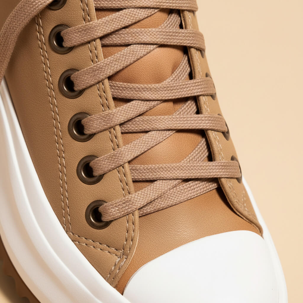 Saw-tooth platform high-top sneakers, stitching detail